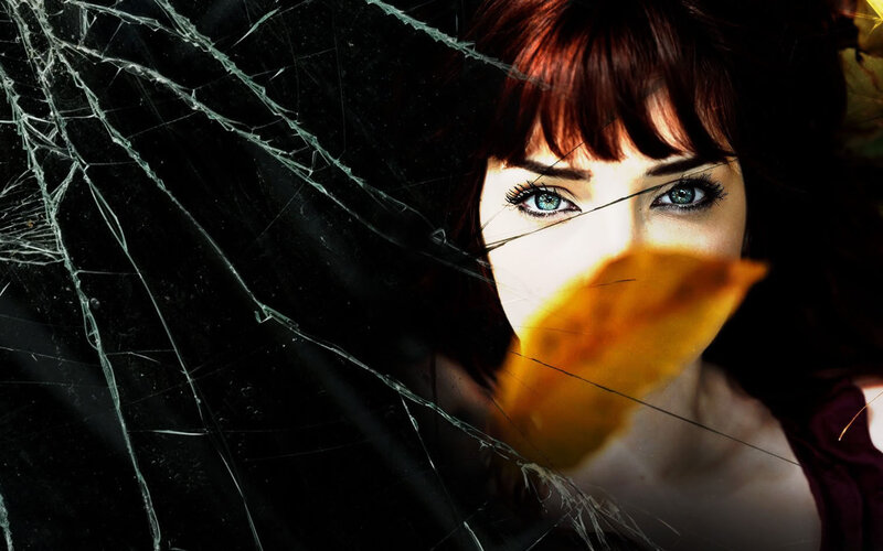 Woman Behind Cracked Glass — Black