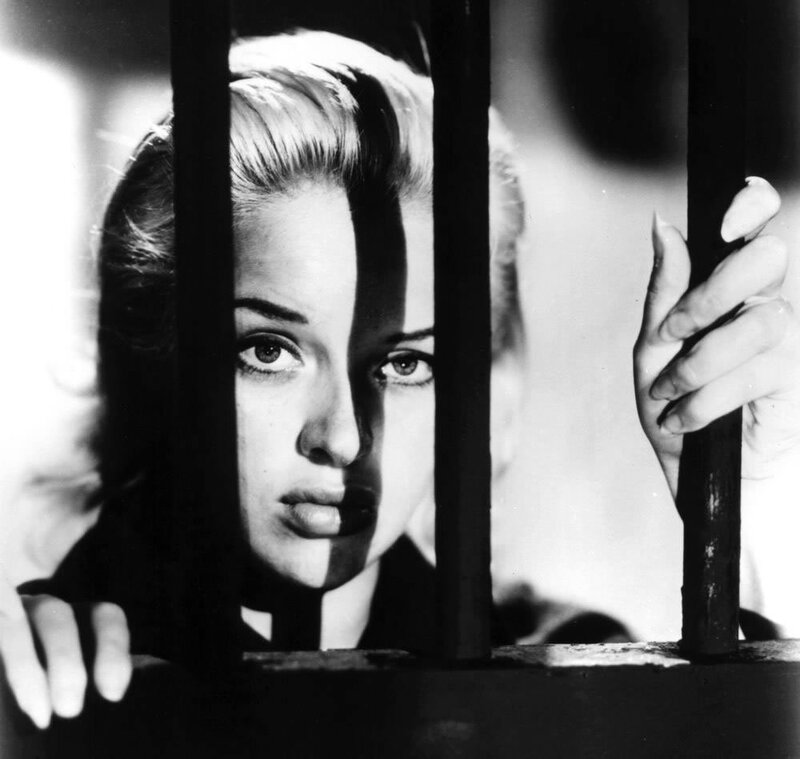 Woman Behind Prison Bars — Black, Dramatic