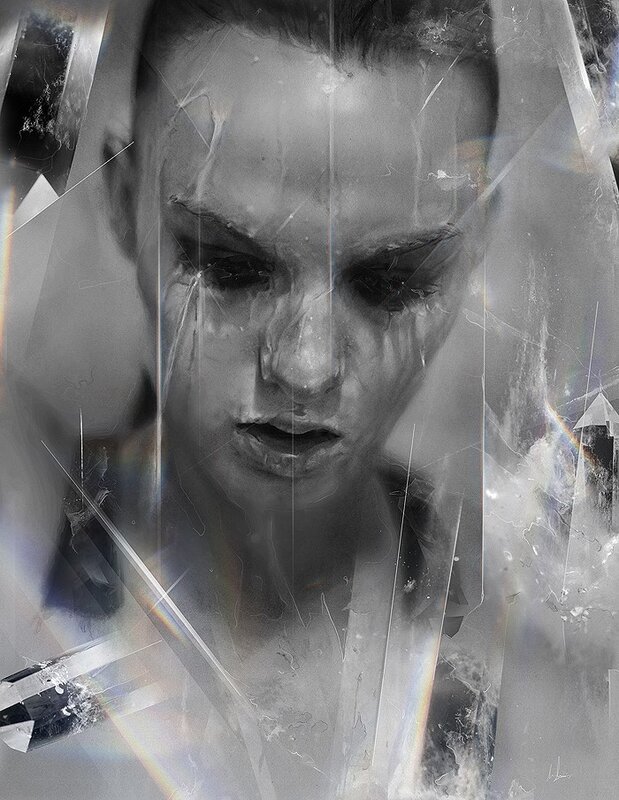 woman behind shattered glass
