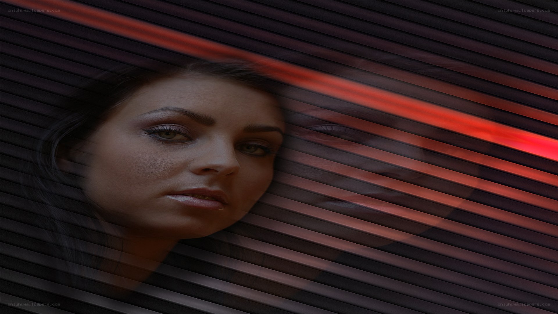 woman behind slatted screen