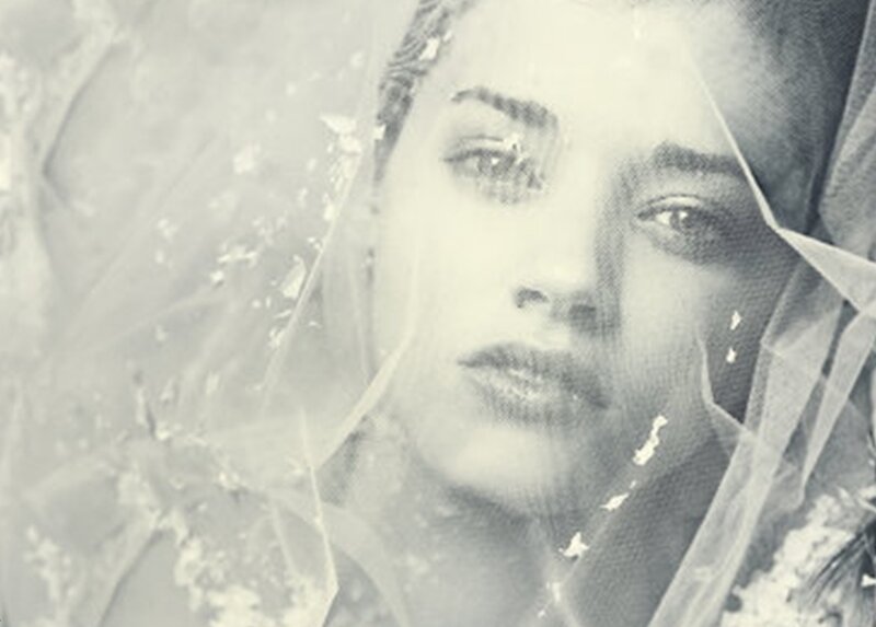 woman behind veil