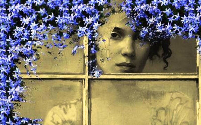 Woman Behind Window — Blue