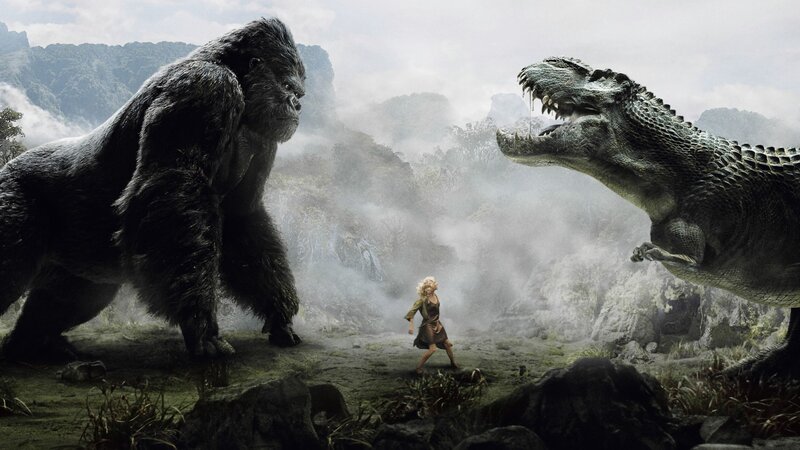Woman Between Two Giants — Gray