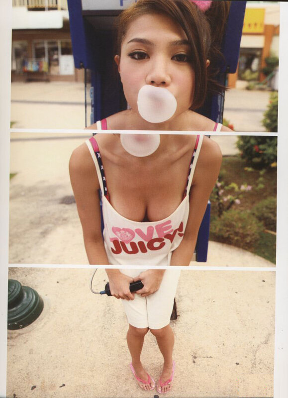 woman blowing bubble gum