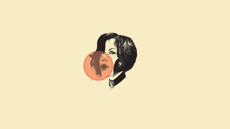 Woman Blowing Bubble Gum — Beige, Calm