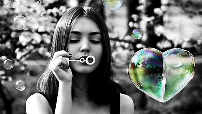 Woman Blowing Bubbles — Black