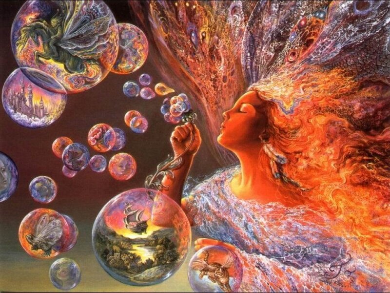 Woman Blowing Bubbles — Orange, Dreamy, Sunset