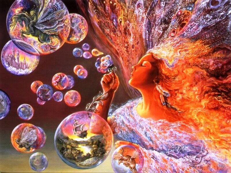 Woman Blowing Bubbles — Orange