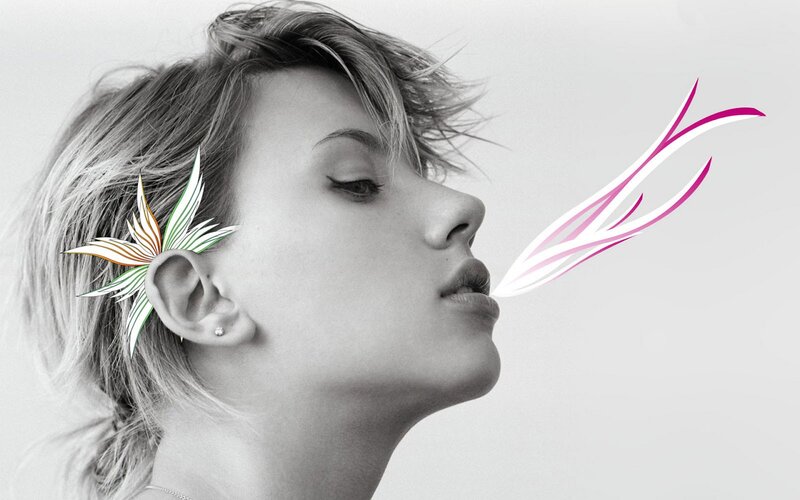 Woman Blowing Colorful Stream