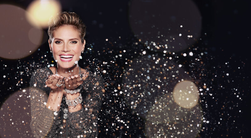 Woman Blowing Confetti — Black, Festive
