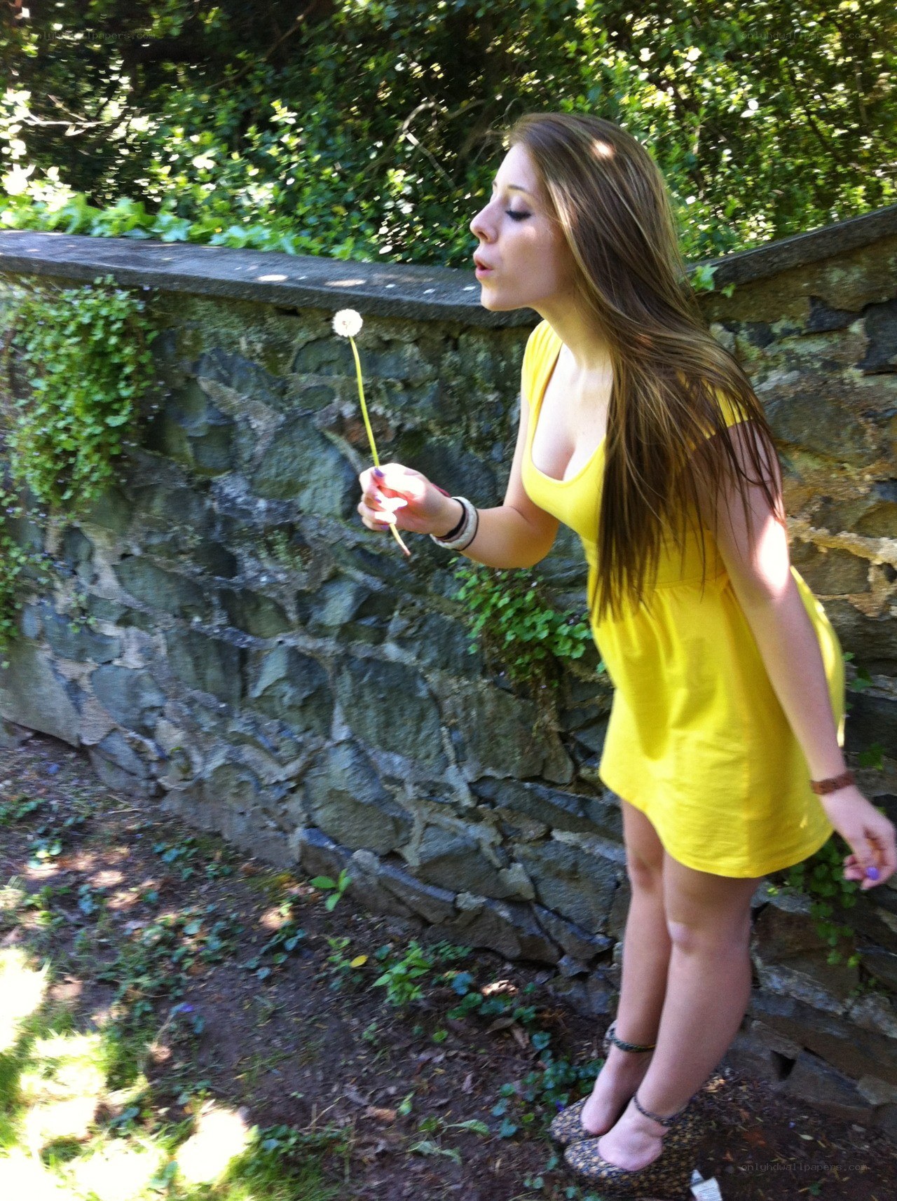 woman blowing dandelion