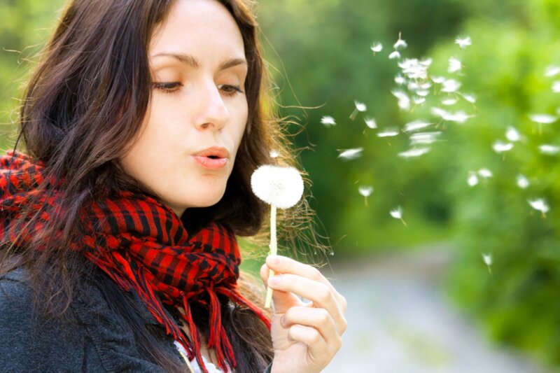 Woman Blowing Dandelion — Red