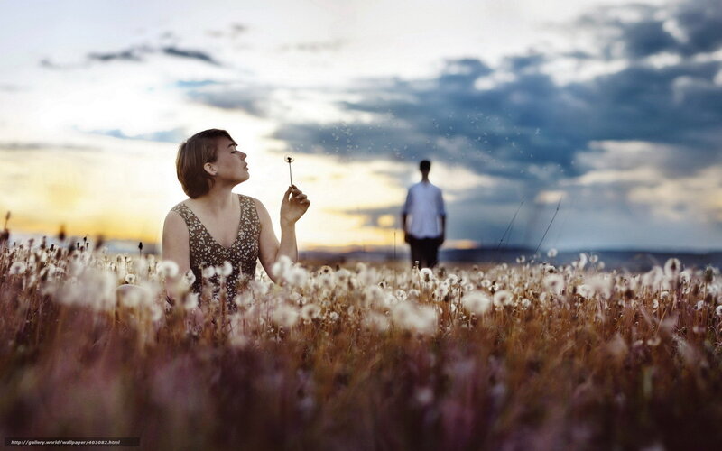 Woman Blowing Dandelion — Yellow, Serene, Sunset