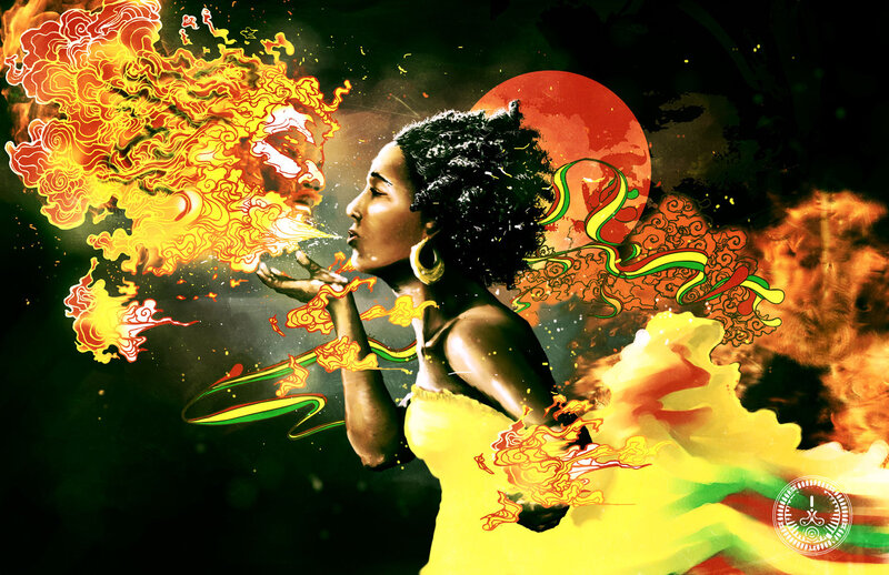 Woman Blowing Fire