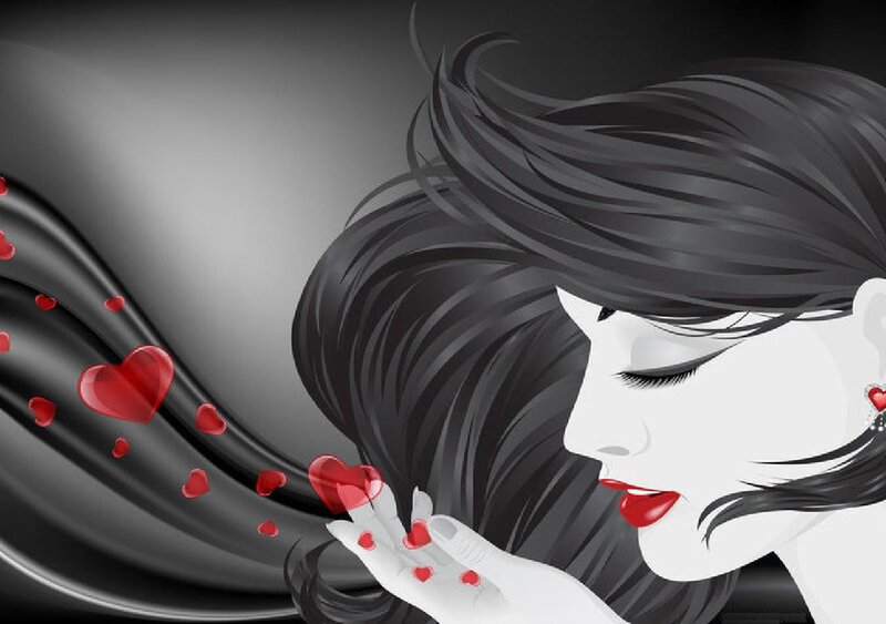 Woman Blowing Hearts — Black
