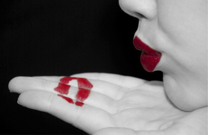 Woman Blowing Kiss — Red, Dramatic