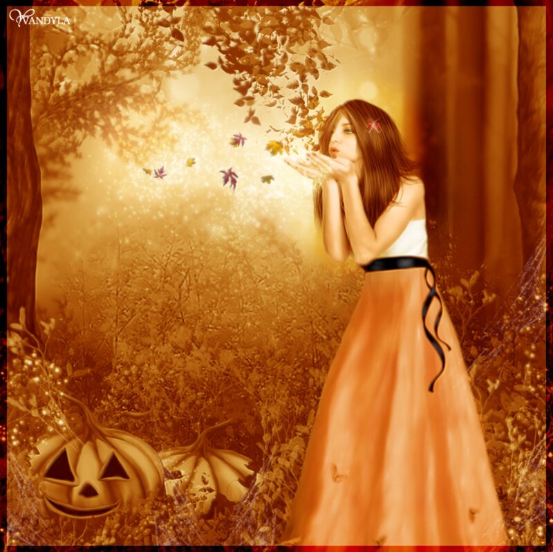 Woman Blowing Leaves