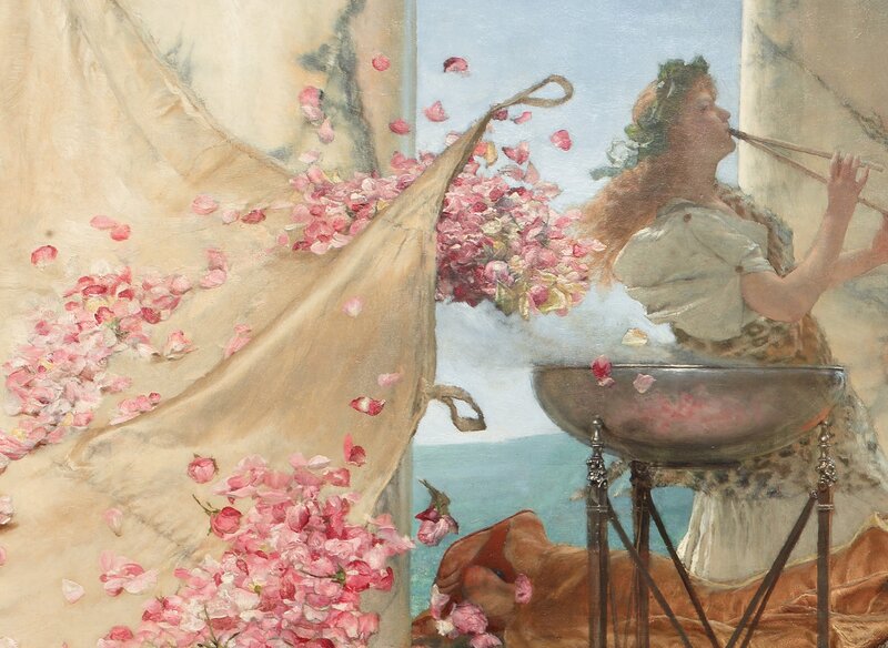 Woman Blowing Rose Petals — Pink