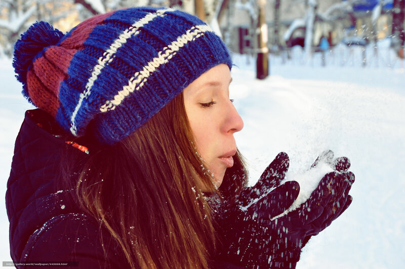 Woman Blowing Snow — Blue
