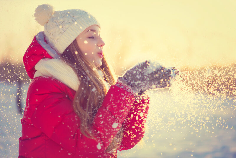 Woman Blowing Snow — Red