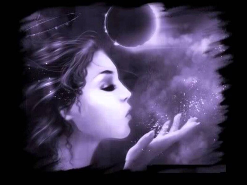Woman Blowing Sparkles — Purple, Dreamy