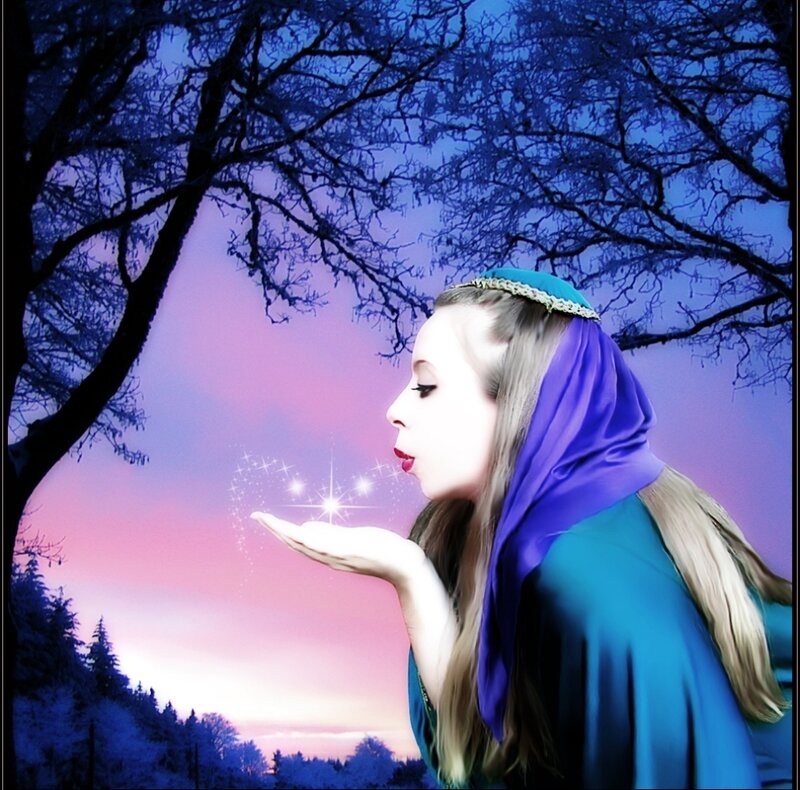 Woman Blowing Sparkles
