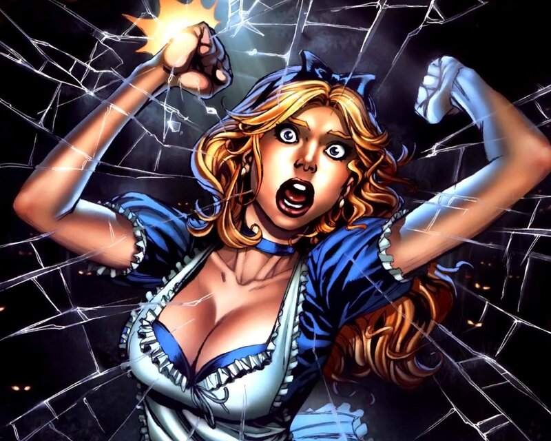 Woman Breaking Glass — Blue, Dramatic