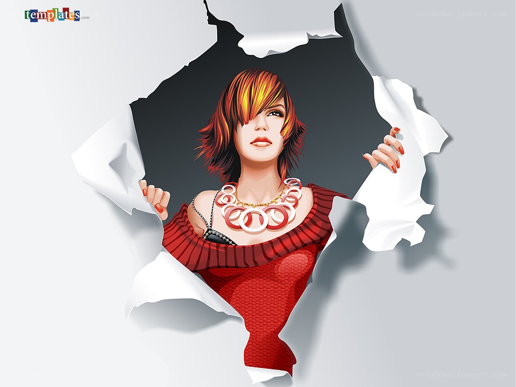 woman breaking through paper
