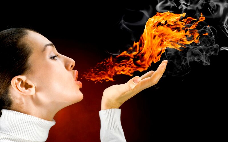 Woman Breathing Fire — Black
