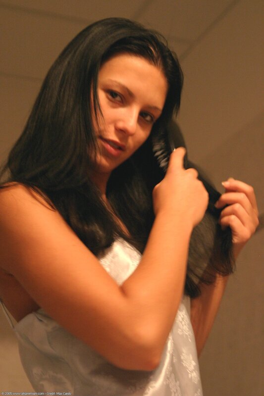 woman brushing her hair