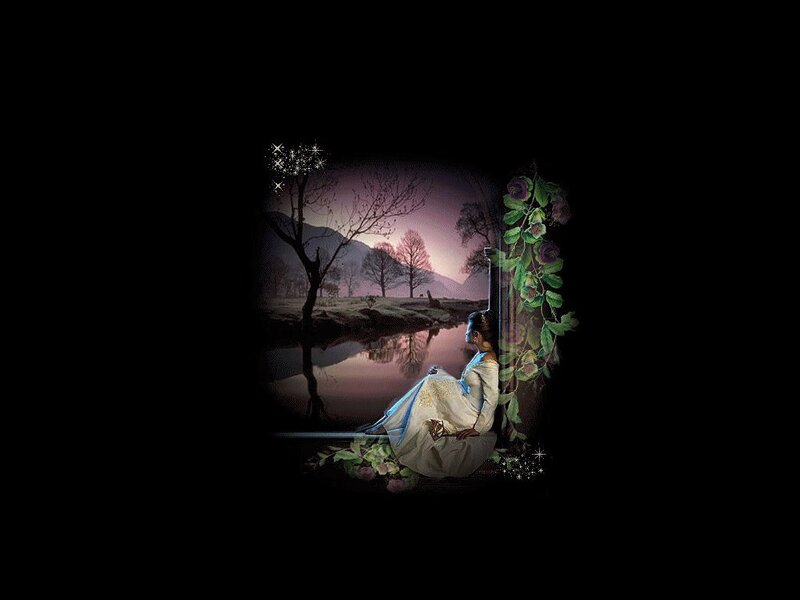woman by a lake at dusk
