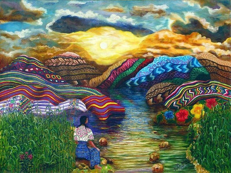 Woman by River at Sunset