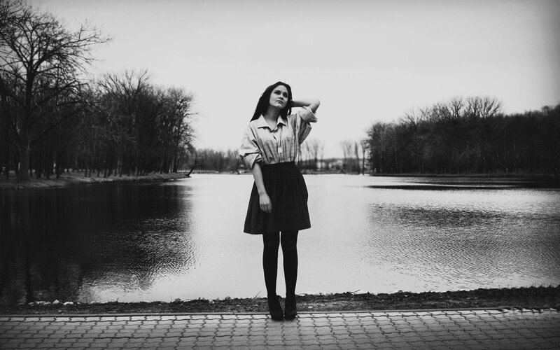 Woman by the lake