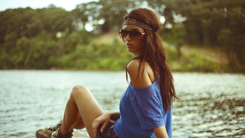 woman by the lake