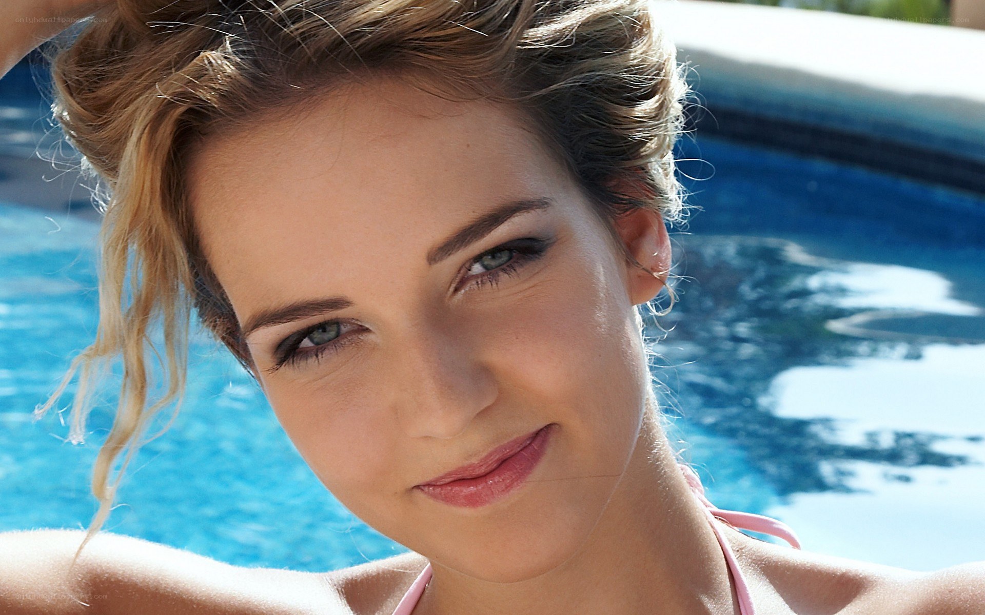 woman by the pool