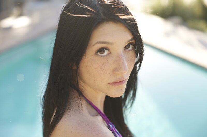 woman by the pool
