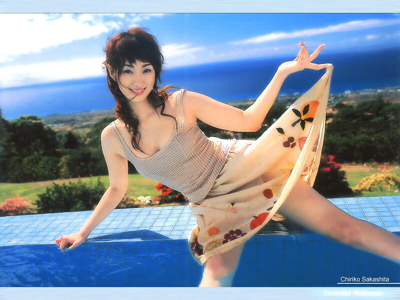 Woman by the poolside