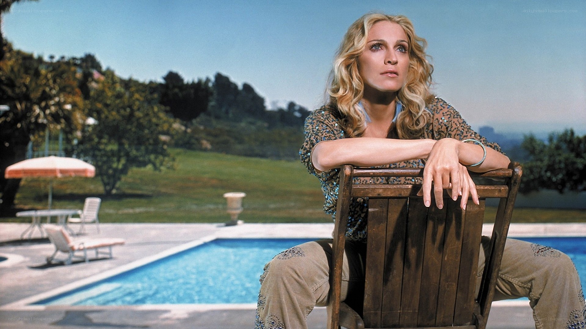 Woman by the poolside