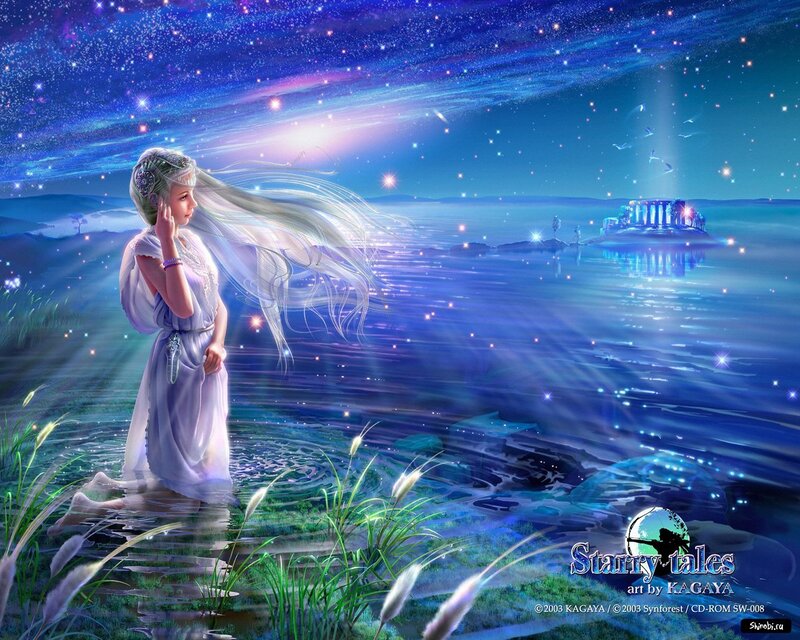 woman by the starlit sea