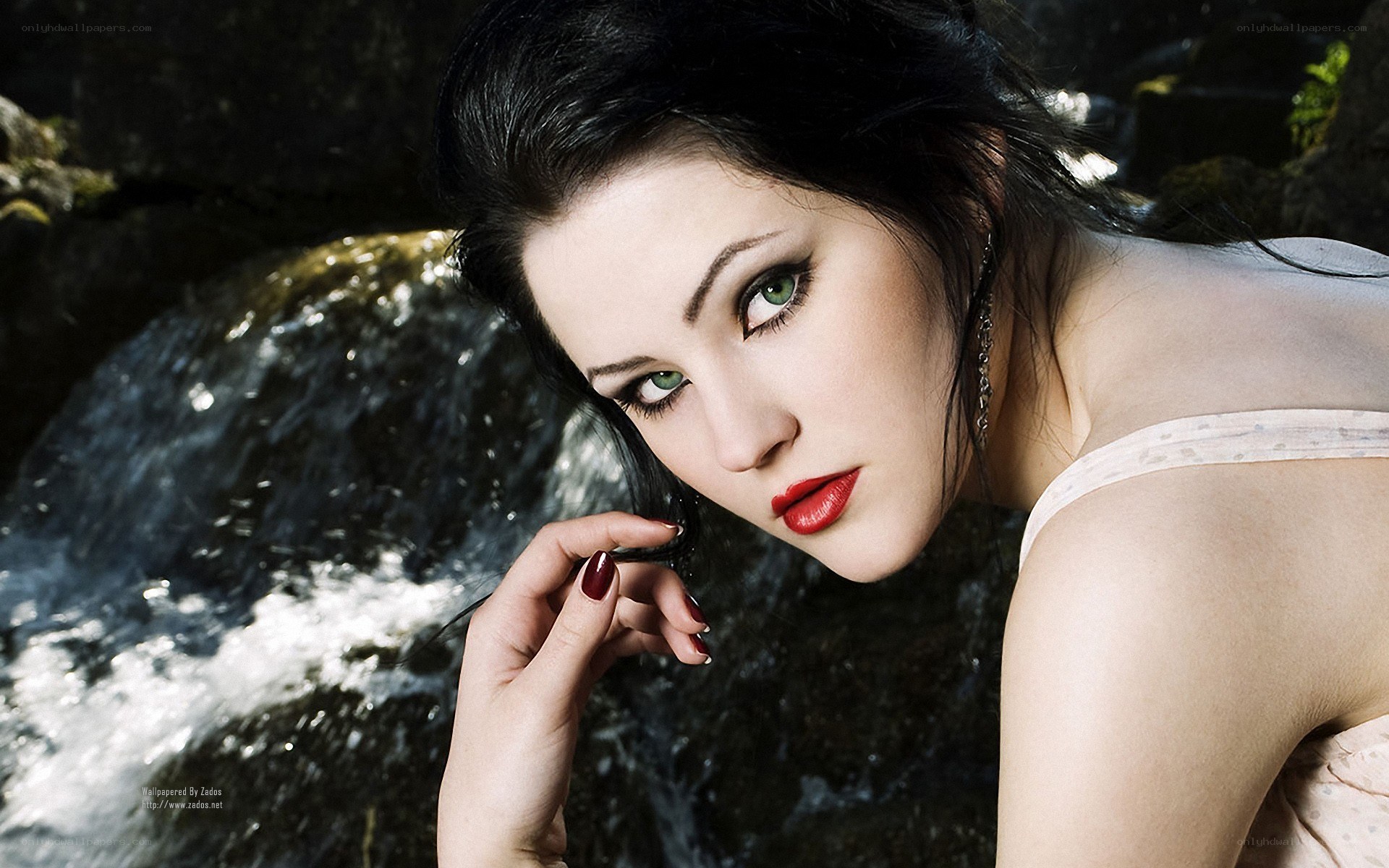 woman by the waterfall