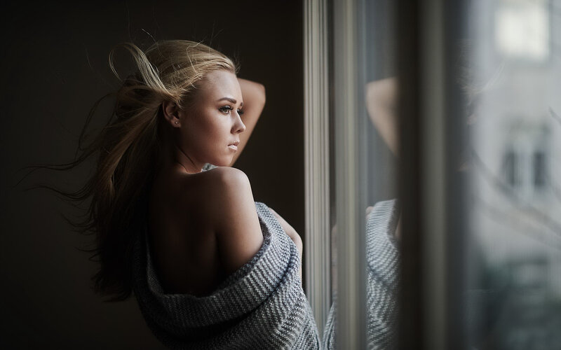 Woman by Window — Gray