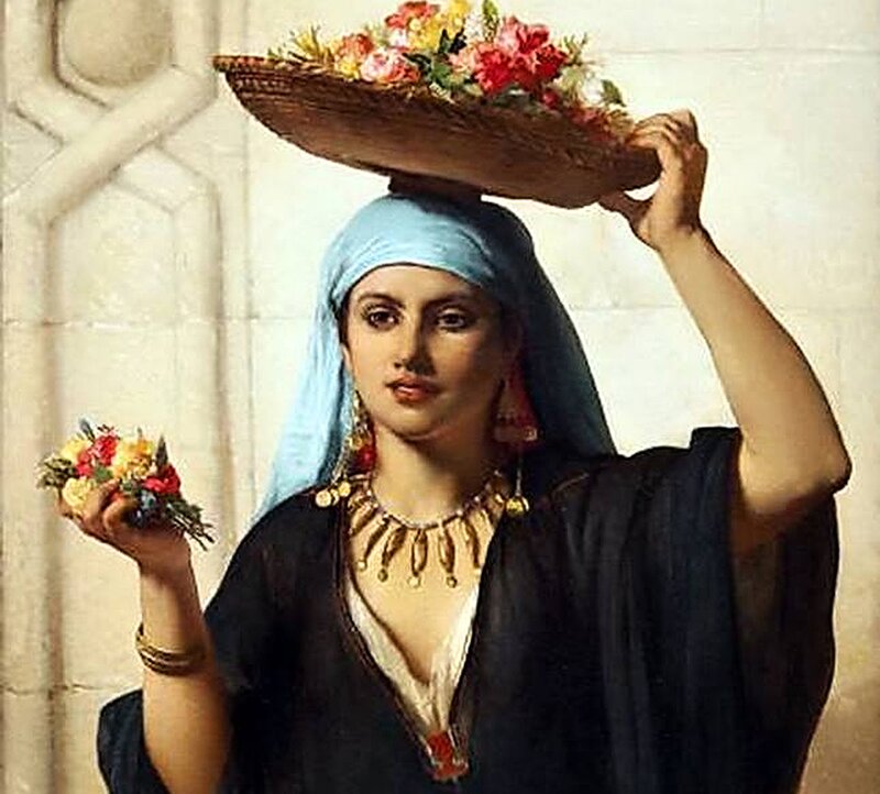 Woman Carrying Flowers