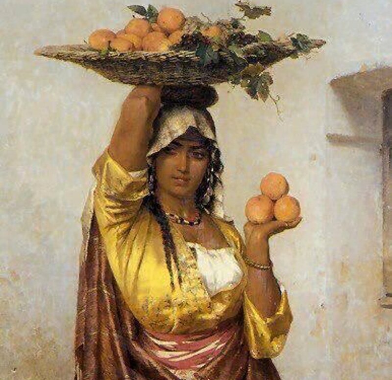 Woman Carrying Fruit Basket