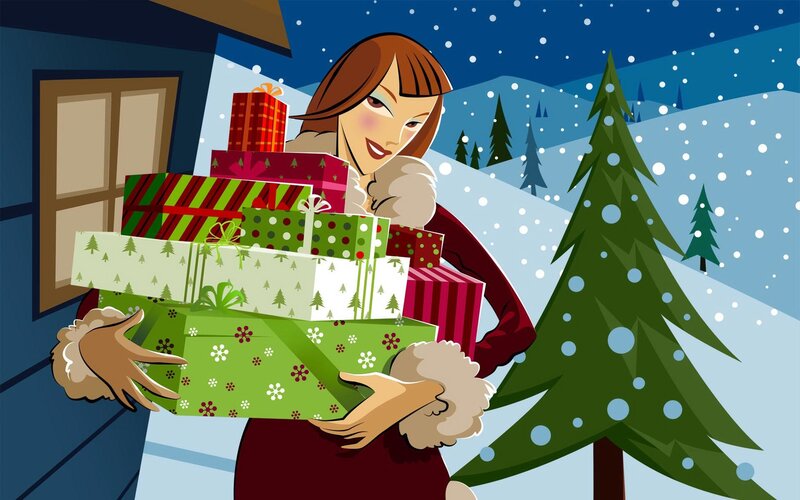 Woman Carrying Gifts