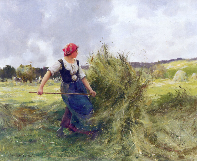 Woman Carrying Hay Bale