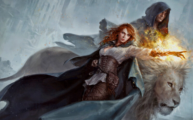 Woman Casting Fire Spell — Gray