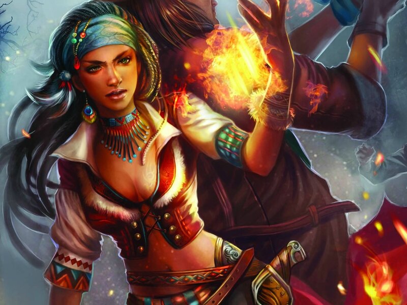 Woman Casting Fire Spell — Red