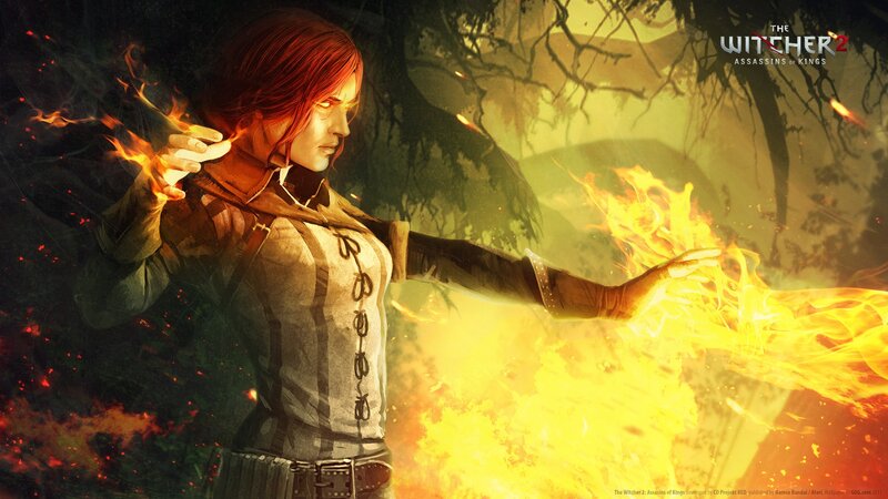 Woman Casting Fire Spell — Yellow