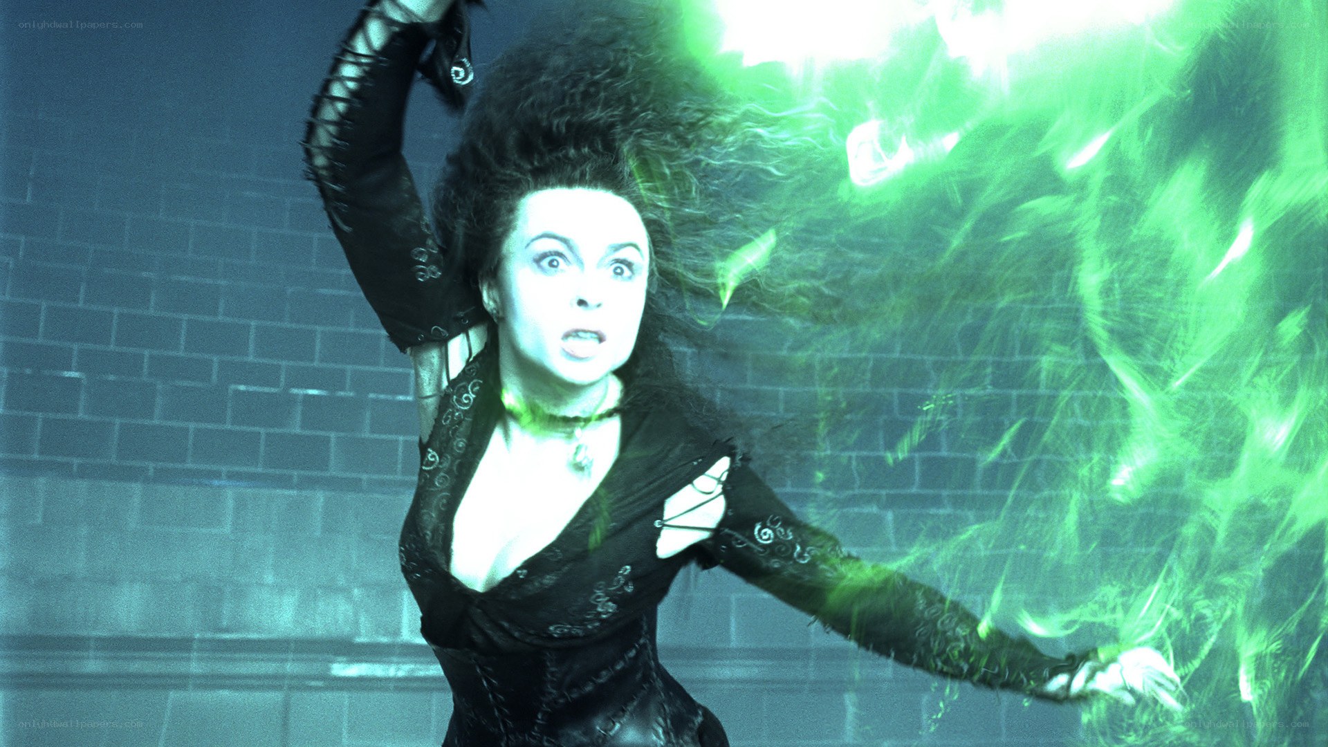 woman casting green spell