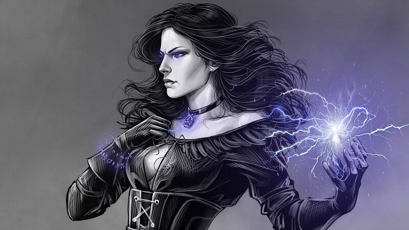 Woman Casting Lightning Spell — Black
